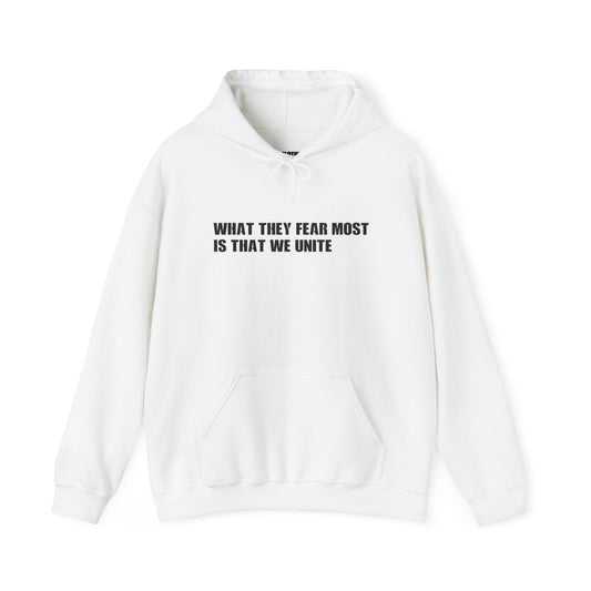 What They Fear the Most, Is That We Unite- Heavy Blend Hoodie - Unisex