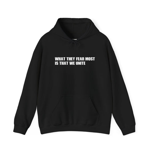 What They Fear the Most, Is That We Unite- Heavy Blend Hoodie - Unisex